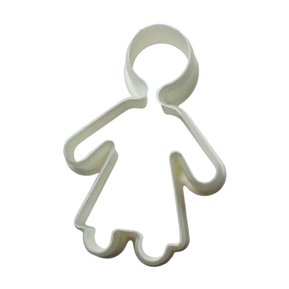 Vintage White Gingerbread Man Girl Cookie Cutter Plastic Baking Tool Crafts - Picture 1 of 4